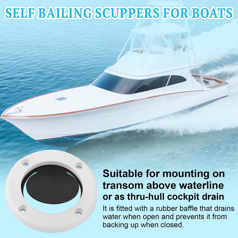 OJP 3876-3 Boat Self-Bailing Cockpit Mounted Scupper Valve Kit, 2-7/8-inch