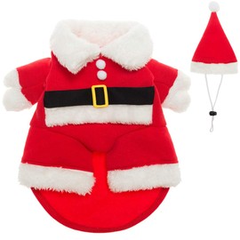 Dog Christmas Costumes with Santa Claus Hat Pet Clothes Suit Xmas Outfits Hoodies for Dogs Puppy Cats Cosplay Holiday Medium