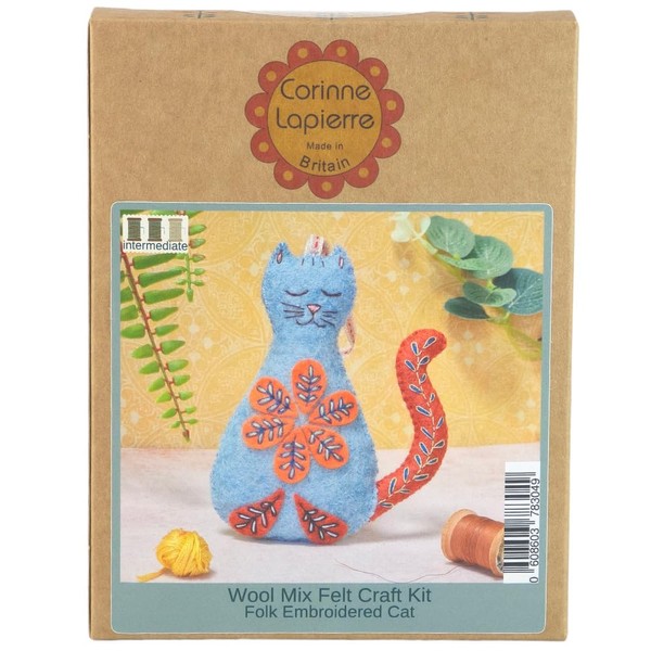Corinne Lapierre Folk Embroidered Cat Felt Craft Mini Kit