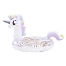 Inflatable Unicorn Air Mattress with Glitter Pool Float Swimming Raft Beach Swimming Pool Toy Swimming Seat for Children and Adults (120)