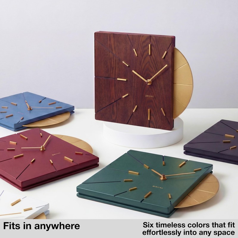Driini Clocks Mid Century Modern Wall Clock - Square Wood
