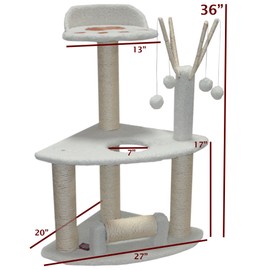 Majestic Pet Products 36 inch Cream Bungalow Cat Furniture Condo House Scratcher Multi Level Pet Activity Tree
