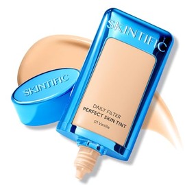 SKINTIFIC Daily Filter Perfect Skin Tint, Crema con Color Hidratante Facial 28g, Base de Maquillaje Ligera de Larga Duración 10 h, Acabado de Terciope