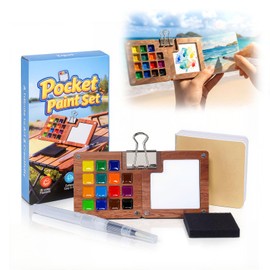 Zrpot Mini Watercolor Travel Set, 15 Color Pocket Watercolor Paint Set