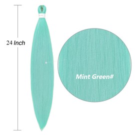 Braiding Hair Pre Stretched 24 inch 3 Packs Braiding Hair Professional Yaki Synthetic Hot Water Setting, Easy To Install Hair for Braiding (24in,Mint Green)