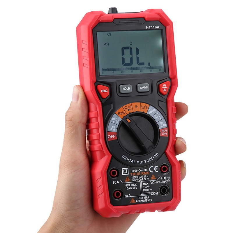 HT118A Handheld Digital Multimeter AC/DC Volt Amp Ohm Capacitance Hz