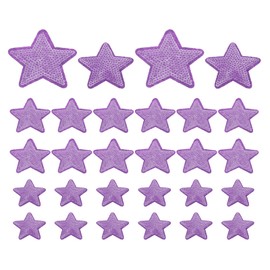 PATIKIL Sequin Star Iron on Patches, 28 Pcs Sew on Applique Patch Embroidery Sequin Glitter Patches for DIY Shoes Clothes Hats Backpacks Costume, Gradient Purple