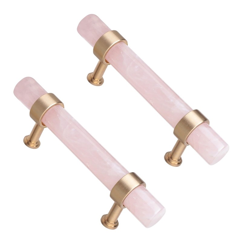 TUMBEELLUWA Pack of 2 Cylindrical Crystal Cabinet Knobs Polished Stone