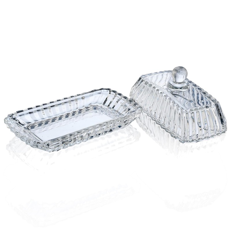 Clear Glass Butter Dish with Lid for Countertop - Refrigerator