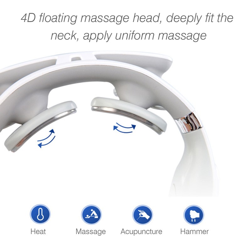Cervical Massager 16 Modes USB Smart Pulse Heating 4 Head