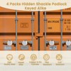 4 Pack Hidden Shackle Padlock Keyed Alike Heavy Duty Trailer