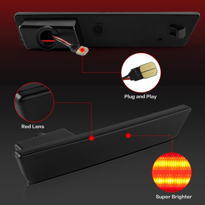 litzland Rear LED Side Marker Light Compatible with Dodge Challenger