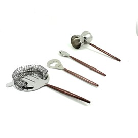 Vibhsa Bar Tools Accessories & Bartending Kit set of 4 for Home Bar (Copper Hammered)