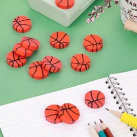 TIESOME Mini Basketball Eraser, 24 Pieces, Sports Eraser, Cute Football Eraser, Miniature Football Erasers for Children, Mini Novelty Erasers, Funny Erasers (Red + Black)