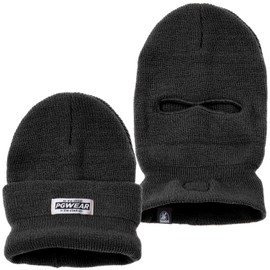 PG Wear Troublemaker 2 in 1 Hat and Balaclava, Dark Grey, One Size, Blue/Yellow/Blue