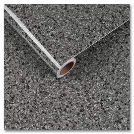 CRE8TIVE Schwarz Grau Granit Tapete Selbstklebend Glänzend Folie für Möbel Klebefolie Küche Terrazzo Folie Selbstklebend Wasserfest Mamorfolie für Arbeitsplatte Badezimmer Schrankfolie 30cm x 200cm