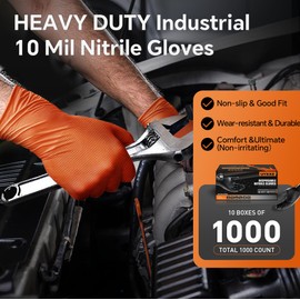 UYKKE 10mil Nitrile Gloves Disposable Rubber Latex Mechanic Gloves,Industrial Disposable Mechanic Latex Rubber Mechanics Glove Heavy Duty Nitrile Glove XL with Diamond Textured(1001,X-Large)