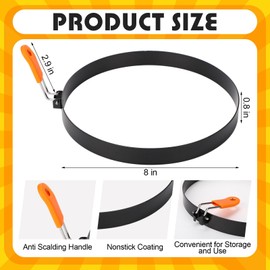 Tioncy 4 Packs Large Omelette Rings for Griddle 8 Inch Stainless Steel Nonstick Pancake Molds Round Omelet Egg Ring Maker with Silicone Handle Grill and Oil Brush for Frying Egg Omelette Muffins