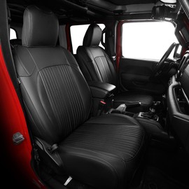 FREESOO for Jeep Gladiator Seat Covers 2020 2021 2022 2023 2024 Full Set, W/NO Rear Cup Holder, Custom Fit Gladiator JT 2020-2024, Waterproof Faux Leather Front & Rear Seat Cover Set