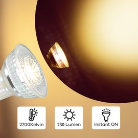 Linkind GU10 Bulb 35 W Classic Glass, 2.4 W LED Spot Replaces 35 Watt, 230 LM, 2700 Kelvin Warm White MR16 Energy Saving Bulb GU10 Reflector with 36° Beam Angle, Not Dimmable, Pack of 5