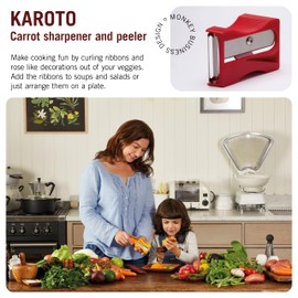 Karoto Carrot Sharpener | Vegetable Peeler | Veggie Peeler & Cucumber Peeler | Fun Kitchen Gadgets | from a Series of Unique Peelers for Kitchen | Fun Kitchen Stuff | by Monkey Business (Red)