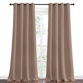 NICETOWN NICETOWN Bedroom Blackout Curtains and Drapes - Window Treatment Thermal Insulated Solid Grommet Blackout Draperies for Bedroom (Set of 2 Panels, 55 by 96 Inch, Cappuccino)