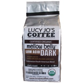 Lucy Jo's Coffee, Organic Mellow Belly DARK Low Acid Blend, Ground, 11 oz