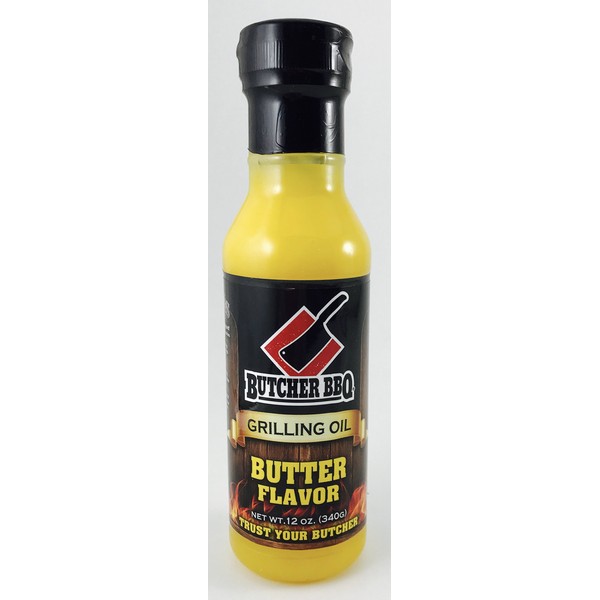 Butcher BBQ Grilling Oil Butter | 12 Oz | World Championship Winning Formula | Turkey Injector Marinade Flavors | Cooking Oil Grilling Accessories | Smoking Meat Accessories | BBQ Accessories