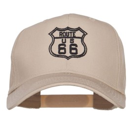 e4Hats.com US Route 66 Embroidered Cap - Khaki OSFM
