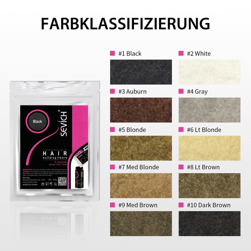 SEVICH Sevich Streuhaar - 100g Nachfllpackung Fr Haarausfall Oder Dnner