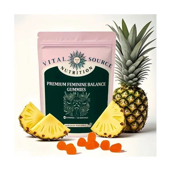 ElfLeaf Vital Source Women's Balance Gummies Sabor Piña Hawaiana Botella