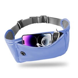 JUCURRI Slim Running Belt for Women Men,Runners Fanny Pack Phone Holder,Run Pouch Waist Belt for Workout Jogging,Money Belt,Running Gear Accessories,with 3 Pockets.(Blue)