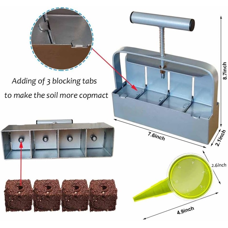 Handheld Soil Blocker Tool Kit – 4 Cell 2 Inch