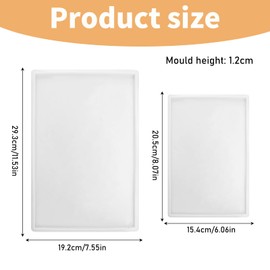 Epoxidharz Formen Große Silikonform Tablett Rechteckig Kleine Tray Silikonformen Resin Mold Tee Tablett Obsttablett Silikonform Epoxy DIY Dekorative Tabletts für Handgefertigte Projekte 2 Stück