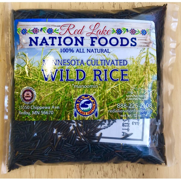 (GLUTEN FREE) Red Lake Nation 100% All Natural Minnesota Cultivated Wild Rice, 12 OUNCES
