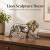 MOTIAHOOM Lion Figurine, Roaring Animal Statue, Silver Gold