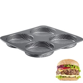 Westmark Burger 32702260 Baking Mould for 4 Burger Buns, Diameter 12 cm, Steel, Non-Stick Coating, Big, Anthracite