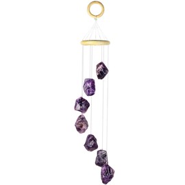 mookaitedecor Natural Amethyst Raw Crystal Wind Chime for Home Bedroom Porch Window Garden Indoor Outdoor Decor, Healing Crystal Art Hanging Ornament Reiki Wind Chime Gift Good Luck Purple Room Decor