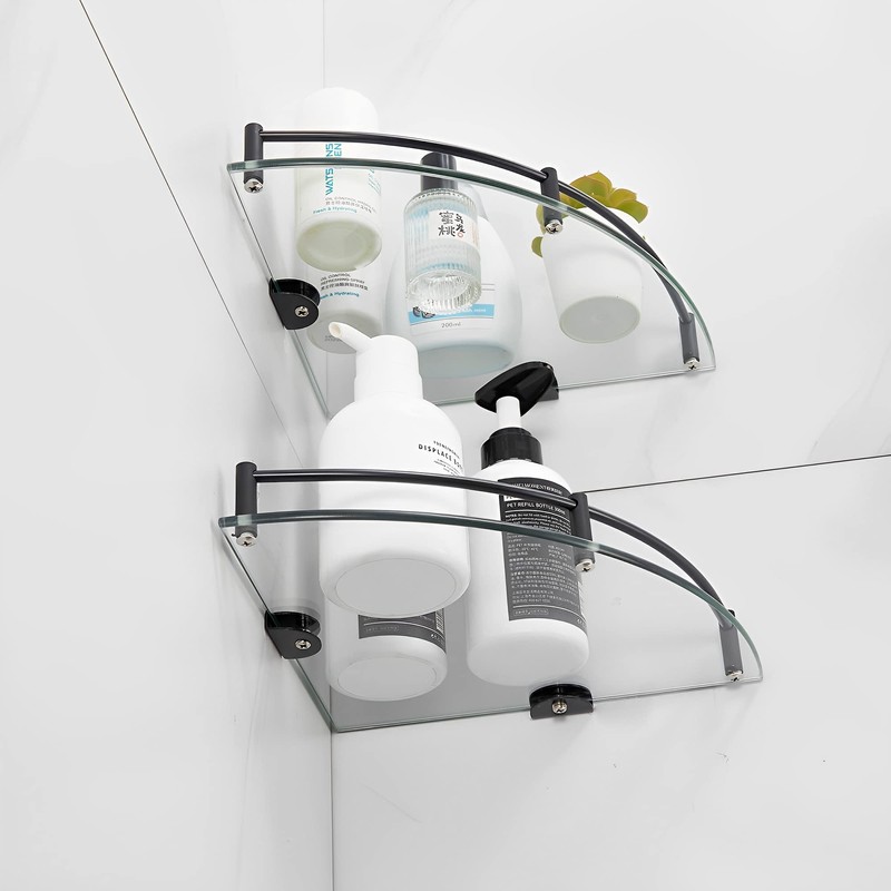 Glass Shower Corner Shelves 2 Pack - Floating Bathroom Shelves
