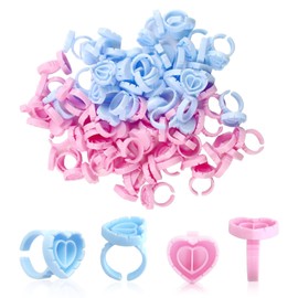 200 Pcs Glue Rings, Blue Lashes Glue Ring Cup Plastic Makeup Glue Holder Rings Lashes Quick Blossom Cups for Eyelash Extension