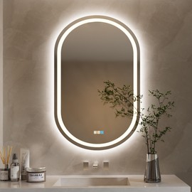 luminorcrest LED Vanity Mirror for Bathroom, 28 * 36 inches Oval Wall-Mounted, Lighted Frame, Adjustable Height and Width