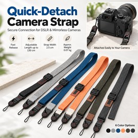 Quick Release Camera Shoulder Strap for DSLR and Mirrorless Cameras – Adjustable Crossbody Sling for Everyday Photography