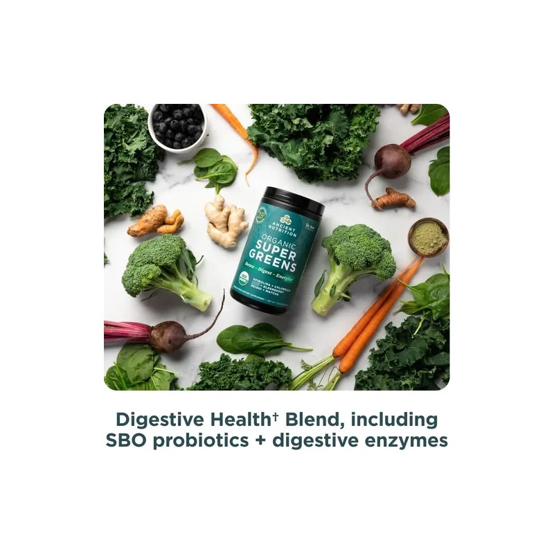 Superalimento Orgánico Ancient Nutrition SuperGreens con Probióticos y Enzimas en