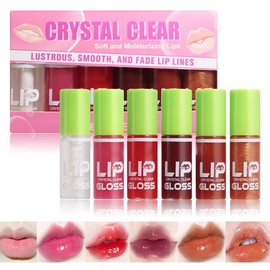 XTJXTJ 6 Colors Mini Oil Lip, Shiny Transparent Toot Plumping Lip Gloss, Big Brush Head Hydrating Lip Glow Oil, Long Lasting Nourishing Non-sticky Fresh Clear Smooth Lip Care