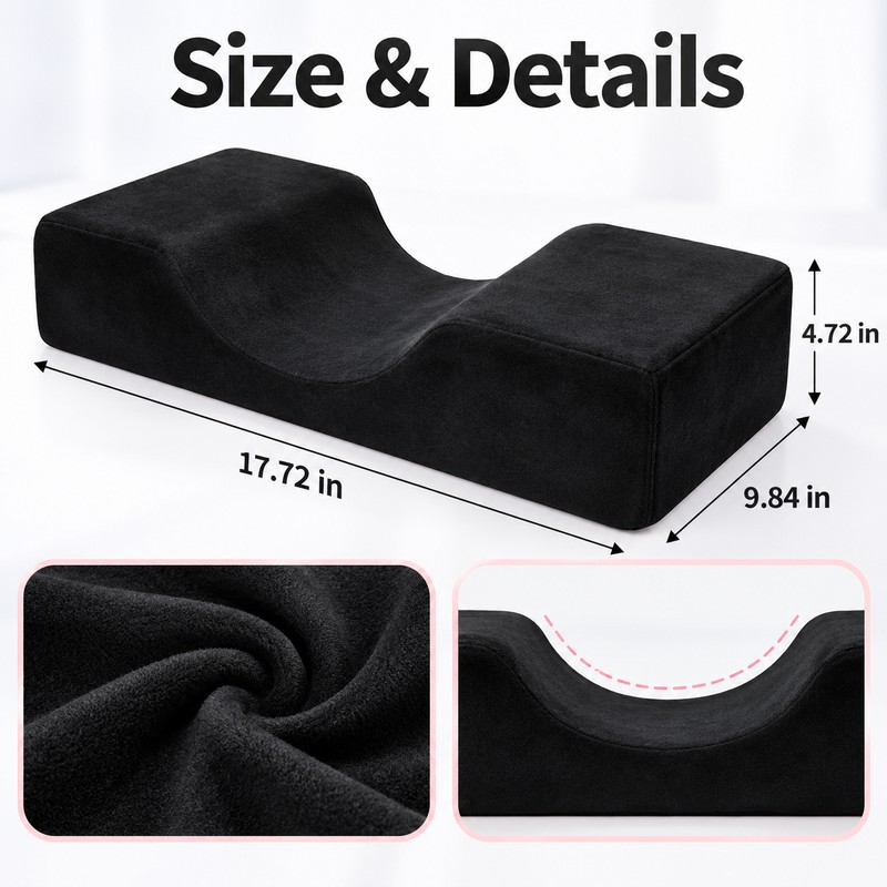 Black Eyelash Extension Pillow, Soft Memory Foam Neck Support Cushion