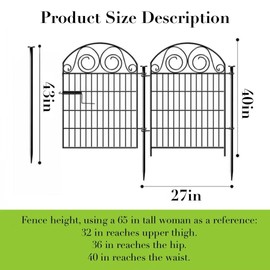 Getlay Tall Garden Fence Animal Barrier with Gate, 40 in(H) 12 Panels Garden Fences and Borders for Dogs, Dog Fence Outdoor for Yard, Total Length 26.2 Ft Metal Temporary Fencing│Patented