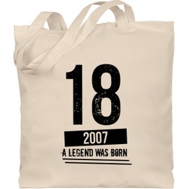 Shirtracer - 18th birthday - eighteen boys 2004 vintage motif black - fabric bag made of cotton jute bag long handle, 1 natural white, Einheitsgröße