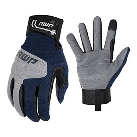 AWP - Guantes de trabajo de uso general con diseño de espalda de malla para hombres y mujeres, fabricados con piel sintético, talla XL