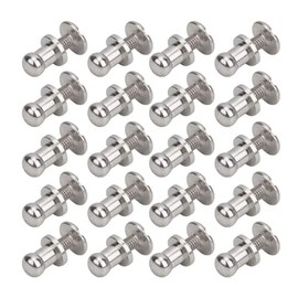 Garosa 20 Juegos de Tornillos de Remache clavos de fijación de cobre cabeza redonda para cinturón de cuero plata