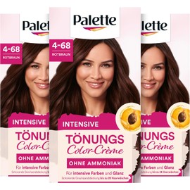 Palette Tint Cream 4-68 Red Brown (3 x 115 ml), Temporary Colouration without Ammonia for Gentle Grey Hair Coverage, Hair Colour for Gradual Washing, Lasts up to 28 Hair Washes